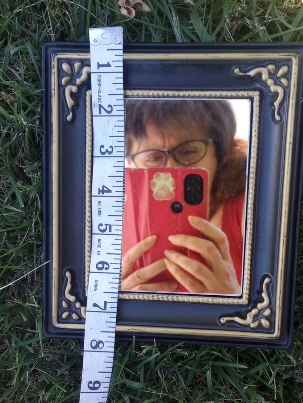 Set of 4 Vintage Black & Gold Decorative Wall Mirrors. 7.5 x 6.5 Inches